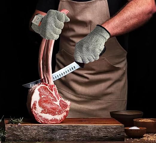 Cutting Gloves, 8 Pairs of Cut Resistant Gloves Food Grade, Cut Resistant Gloves for Kitchen, Oyster Shucking, Fish Fillet Processing, Carving Wood and Gardening(Small-Grey)