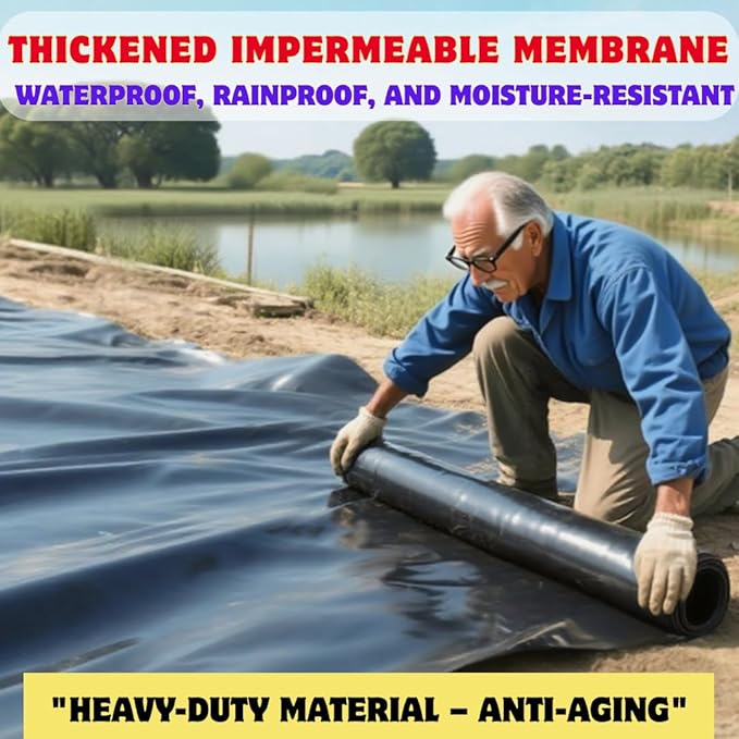 Pond Liner 10x15FT Heavy Duty HDPE Thickened Waterproof Suitable for Fish Habitats, Weather Resistant for Garden Ponds, Koi Ponds, Swimming Pool Covers, Water Features & More