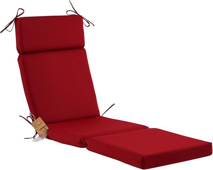 Outdoor Chasie Lounge Tufted Thick Cushion with Ties,Replacement Wicker Chair Cushion for Paito Fruniture,72x21x3inches,All Weather,Burgundy