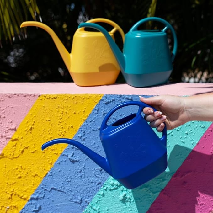 Bloem Aqua Rite Watering Can: 56 Oz - Earthy Yellow - Large Capacity, Extra Long Spout, Durable Plastic, One Piece Construction, for Indoor & Outdoor Use, Gardening