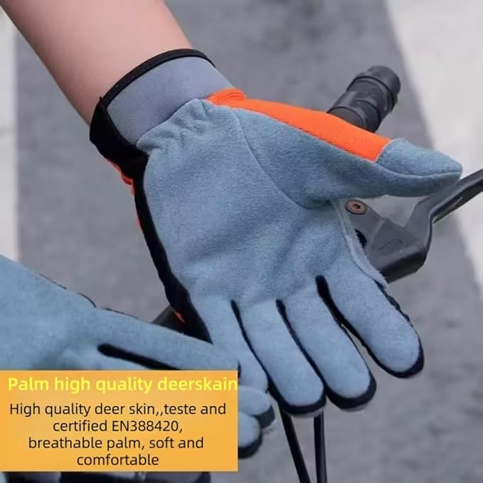 Men's & Women's Breathable Deerskin Palm Touchscreen Gloves for Cycling, Gardening, Hiking - Lightweight & Sweat-Absorbent Outdoor Work Gloves