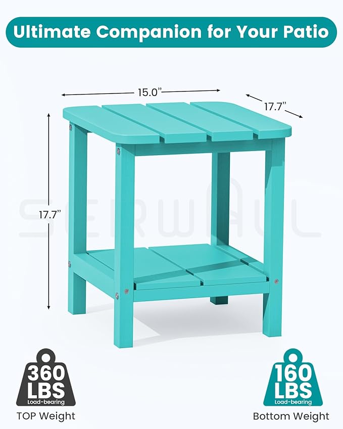 SERWALL Double Adirondack Side Table End Table Set of 2- Tiffany