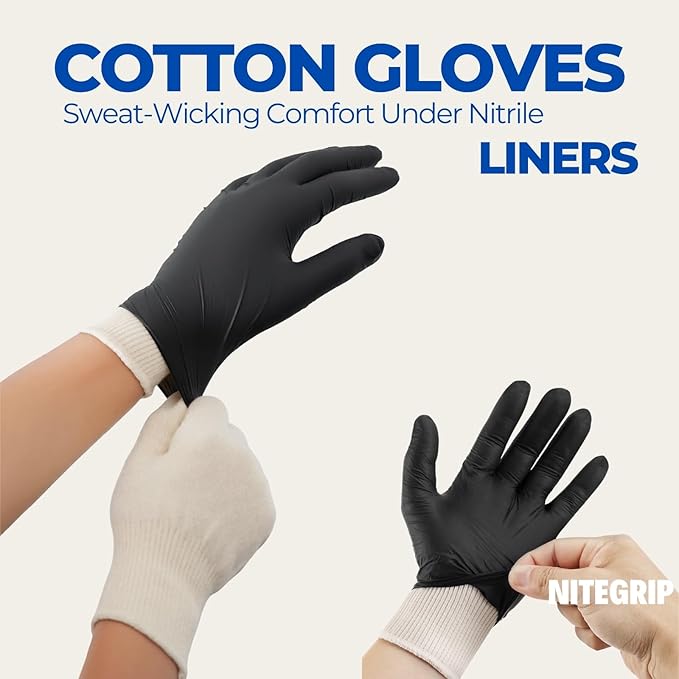 Heat-Resistant Cotton String Knit Work Gloves (2 Pairs, Large) – Reusable BBQ & Safety Glove Liners Hand Saver