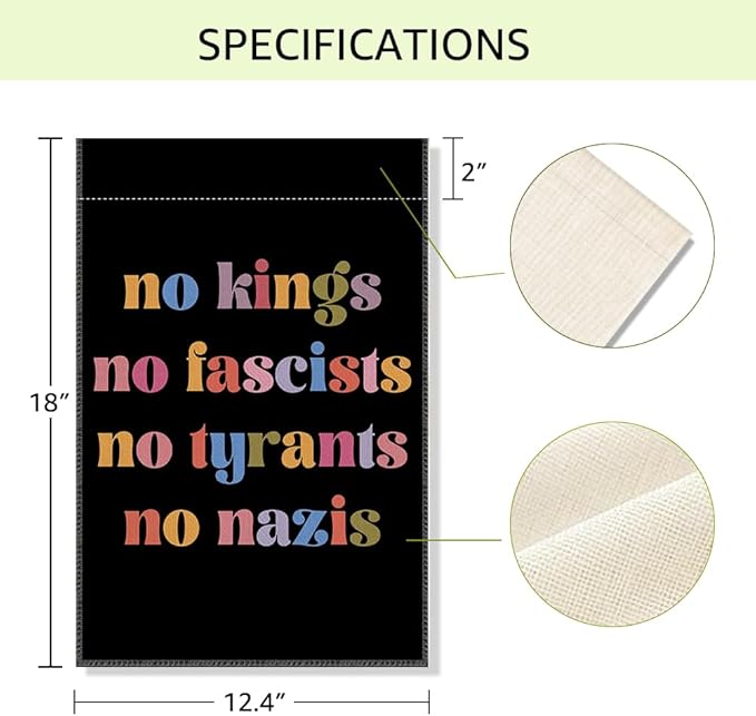 RZHV No Kings Double-Sided Garden Flag for Outdoor House Yard Sign Garden Decor Parade, Equal Kindness Democracy Outdoor Banner, Kindness Social Justice Political Yard Sign Decorations