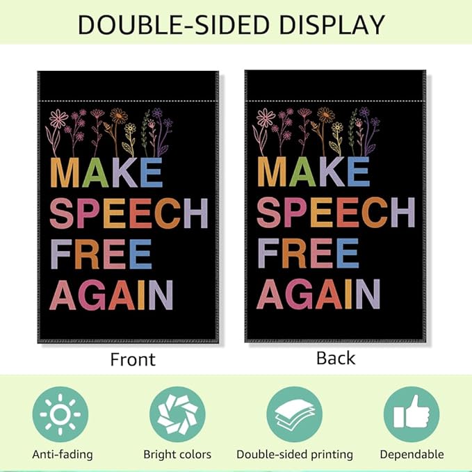 RZHV Make Speech Free Again Double-Sided Garden Flag for Outdoor House Yard Sign Garden Decor Parade, Free Speech Liberty Yard Sign, Political Outdoor Banner, Patriots Gifts