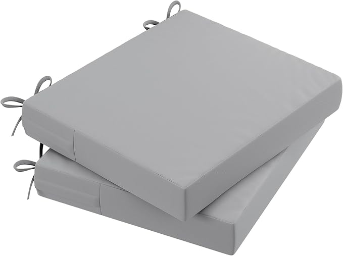 AAAAAcessories Outdoor Seat Cushions for Chairs, Waterproof, Fade-Resistant, 18.5" x 16" x 3", Patio Furniture Replacement Cushions, Set of 2, Gray