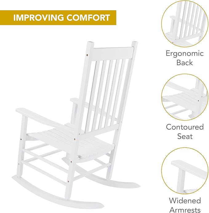 Shine Company Vermont Rocking Chairs, Outdoor Front Porch Rocker Set of 2, White