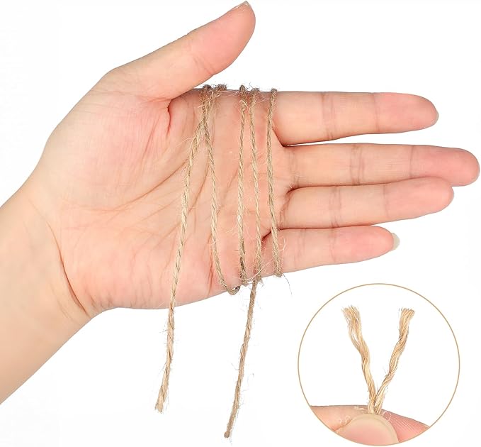 KINGLAKE Natural Jute Twine String - 1.5mm Twine String for Crafts 328 Feet 2 Ply Jute Rope for Gift Wrapping Christmas Packing Arts Decoration Wedding Gardening
