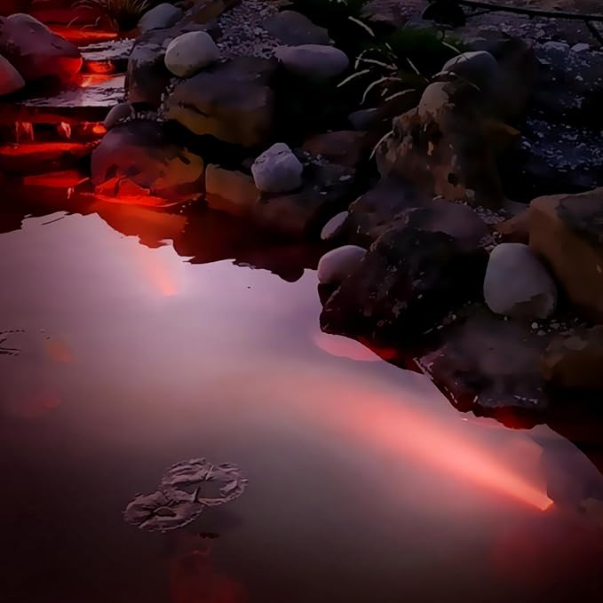 9W LED Underwater Pond Lights Red Lighting, Works with 12V AC/DC, Stainless Steel Light Fixture with IP68 Waterproof Rating Suitable for Ponds, Waterfalls, Patio & Garden, Outdoor Landscape Lighting