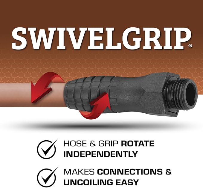 Flexzilla Colors SwivelGrip Garden Hose 5/8 in. x 75 ft., Lightweight All-Weather Water Hose, Durable and Flexible, Leak-Free Connections, Red Clay