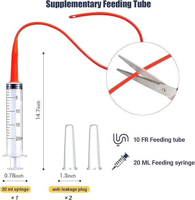 Kitten Bottle Feeding Kit, Pet Bottle, Silicone Nipples, 10 FR Feeding Tube, Pet Pill Shooter, Aspirator Bulb, Small Animal Feeding Supplies, for Tiny Animal, Kitten, Puppy, Rabbit, Squirrels