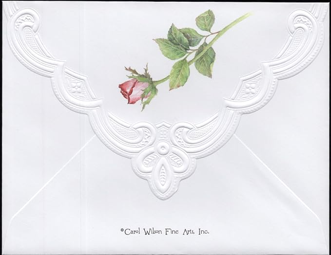 Poster Foundry Long Stem Roses Portfolio Boxed Note Cards by Carol Wilson. 10 embossed 4x5 Die-Cut Notecards and Matching Envelopes in Decorative Gift Box with Magnetic Flap. NCP2053