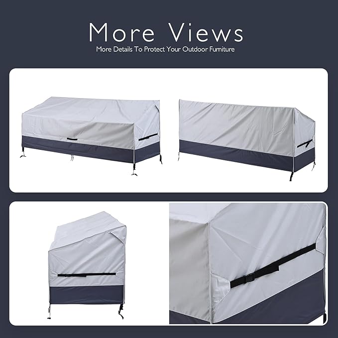 Bench Cover Loveseat Covers Outdoor Couch Cover, Heavy-Duty 2-Seater Waterproof Patio Furniture Sofa Covers (Gray-DarkGray, 70''x30''x31'')
