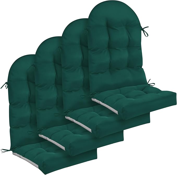Geelin 4 Pcs Adirondack Chair Cushion High Back Patio Rocking Chair Cushion 44 x 19 x 4 Inch Tufted Weather Resistant Fade Resistant Seat for Patio Rocking Seat (Dark Green)