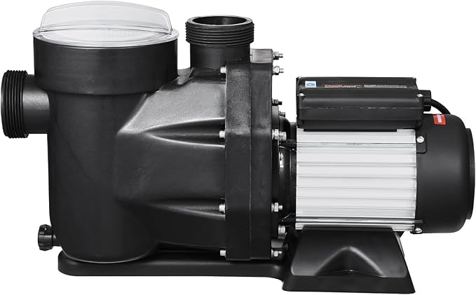VEVOR In/Above Ground Pool Pump, 2 HP, Self Priming Single Speed Swimming Pool Pump, 220V 3450 RPM 61 ft Max Head Lift with PP Shell Strainer Basket, 122°F Max Water Temp, for Hot Tubs Spas, No Plug