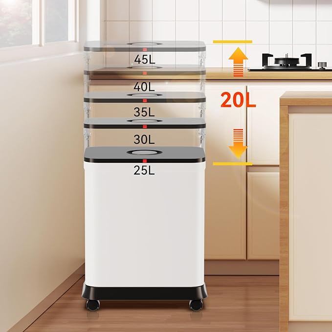 HI NINGER 3 Pack Kitchen Trash Can with Lid, 13 Gallon Trash Can for Home Office Bedroom Living Room Outdoor 45Liter Trash Bin,Comes with Two 2.2 Gallon Bathroom Trash cans with lids（with Garbage Bag