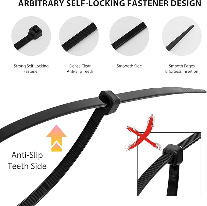 Zip Ties 4 inch, 1000 Pack Small Zip Ties, Self-Locking Nylon Cable Ties with 18 lbs Tensile Strength,Wire Ties for indoor and outdoor use.