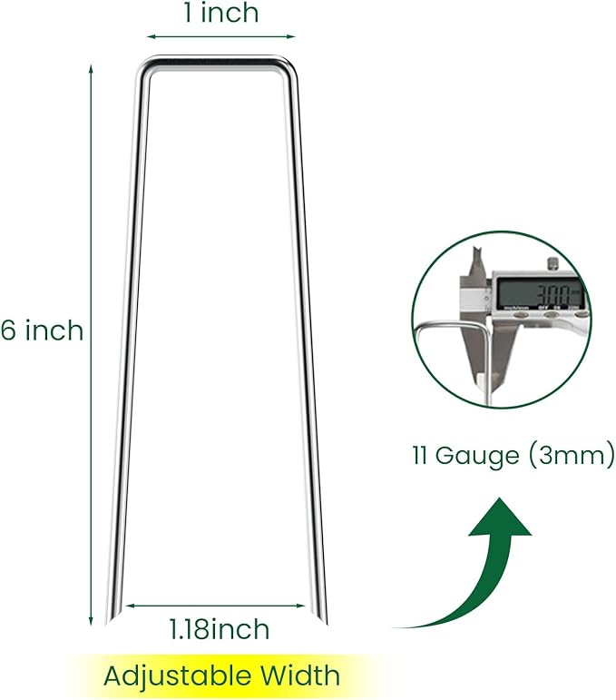 6 Inches Landscape Staples, Garden Stakes Securing Pegs for Securing Weed Fabric Landscape Fabric Netting Ground Sheets and Fleece, Heavy Duty Metal Tent Stakes, Halloween Decorations (20, Silver)