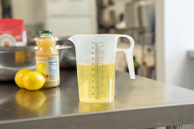 32oz (1 Quart) Measure Pitcher with Convenient Conversion Chart – Extra Strong Food Grade – Great for Cooking, Home Hobbies, Shop Oil and Fluids, Spa Chemicals with High Chemical Resistance by Turnah