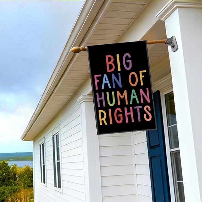 RZHV Big Fan of Human Rights Double-Sided Garden Flag for Outdoor House Yard Sign Garden Decor Parade, Motivational Social Justice Yard Sign, Equality Outdoor Decor Banner