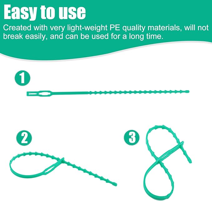 200Pcs Adjustable Plant Ties Flexible Garden Plant Ties,Multi-Function Sturdy Garden Plant Green Twist Tie,Reusable Plastic Garden Ties Plant Support Tree Shrub for Secure Vine