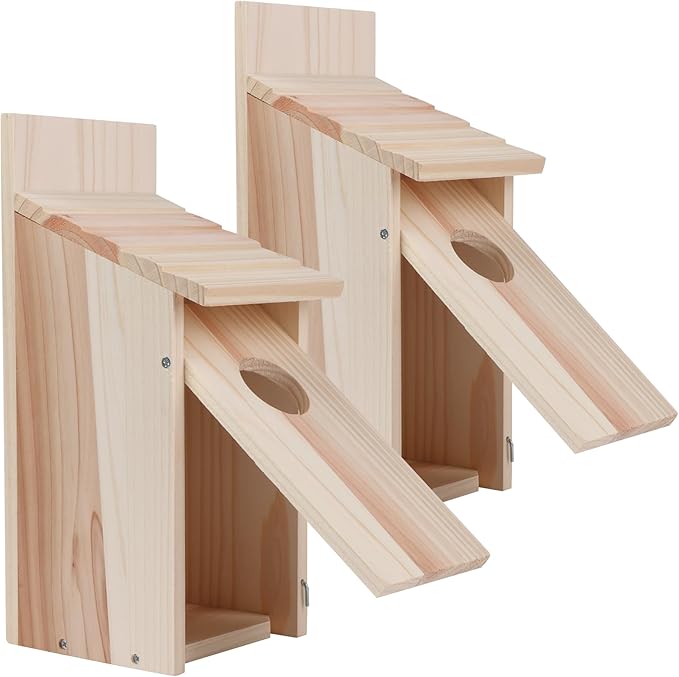 2 Pack Bird Houses for Outside,Bluebird Box Houses for Outside,Cedar Finch Swallow Wren Hummingbird Birdhouse,DIY