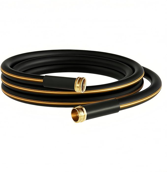 Atlantic Heavy Duty Garden Hose 10 ft x 5/8 Inch Black Color Short Connection Leader Hose with Solid Brass Connectors (10 Feet)