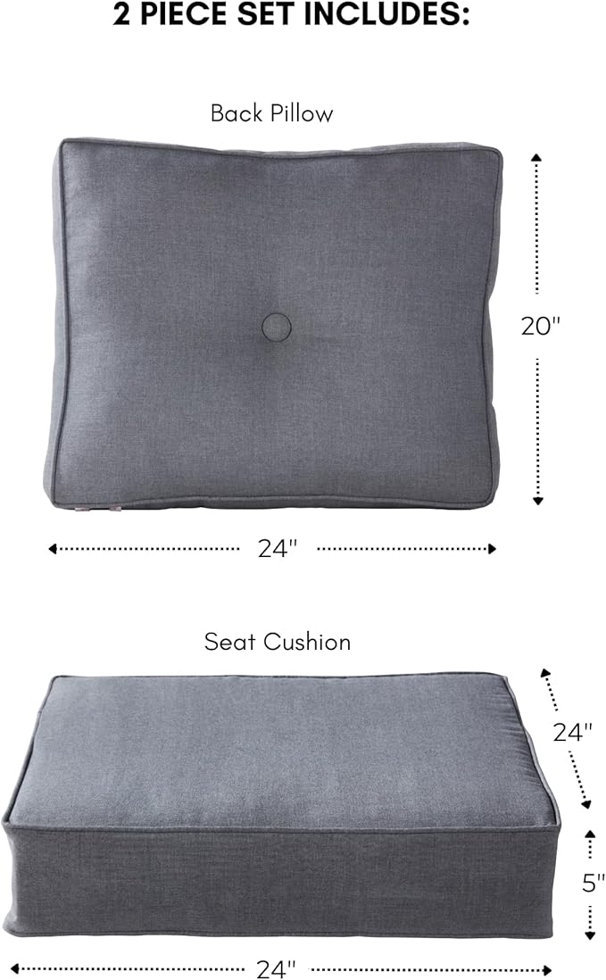 Outdoor 2-Piece Sunbrella Premium Deep Seat Cushion Set, Cast Slate