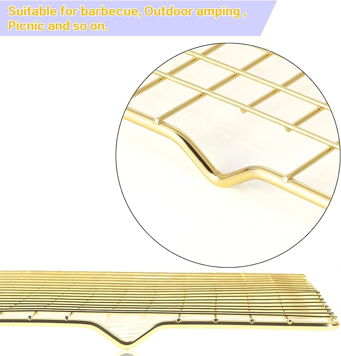 Coolbird 16 * 10 inch BBQ Grill Mesh Metal BBQ Barbecue Grill Grilling Mesh Wire Cooking Net Outdoor,Barbecue Grilled Grid (Gold)