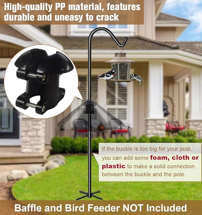 Garbuildman Squirrel Baffle Accessory for Bird Feeder Pole, Pole Mounted Buckle Stopper for Bird House Guard, 1 Pack (Baffle Not Included)