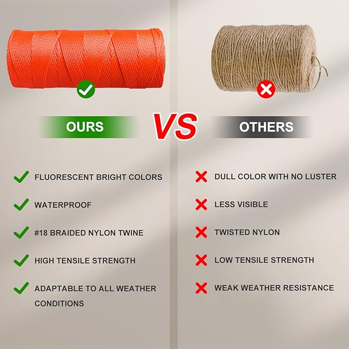 Mason Line String Line,300 Ft Length Nylon Twine,18 Braided Nylon String for Gardening Or Masonry Tools,Twine String for Gardening,Yellow