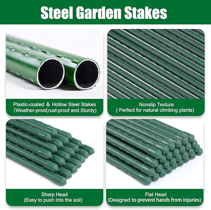 Garden Stakes 30 Inches Steel Plant Stakes Tomato Stakes Pack of 25