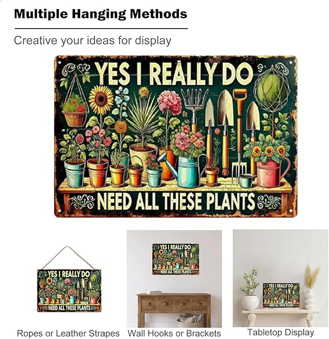 Garden Signs Vintage Metal Sign, Retro Garden Signs for Outside Home Gardening Greenhouse Yard Outdoor Decor 8x12 Inch