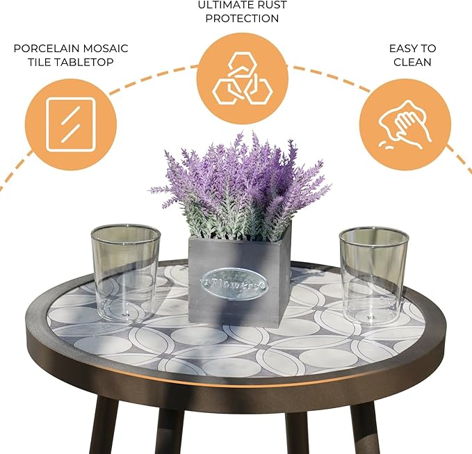 Grand patio 3-Piece Outdoor Furniture Set, Wicker Oversized Patio Chairs with Side Table & Thick 4.75" Cushions for Backyard, Garden, Deck