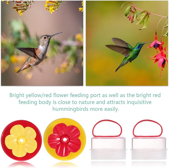 Zopeal 2 Pieces Hummingbird Wrist Feeder for Outdoor Hummingbird Hand Feeder Feeding Perch Feed with Adjustable Strap Flower Held Mini Hand Feeding Tools (Ring Style)