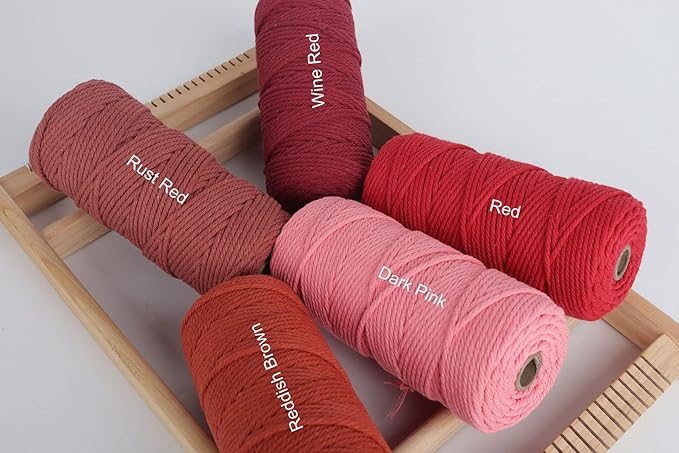 NOANTA Pink Gray Macrame Cord 3mm x 109yards, Colored Macrame Rope, Cotton Rope Macrame Yarn, Colorful Cotton Craft Cord for Wall Hanging, Plant Hangers, Crafts, Knitting