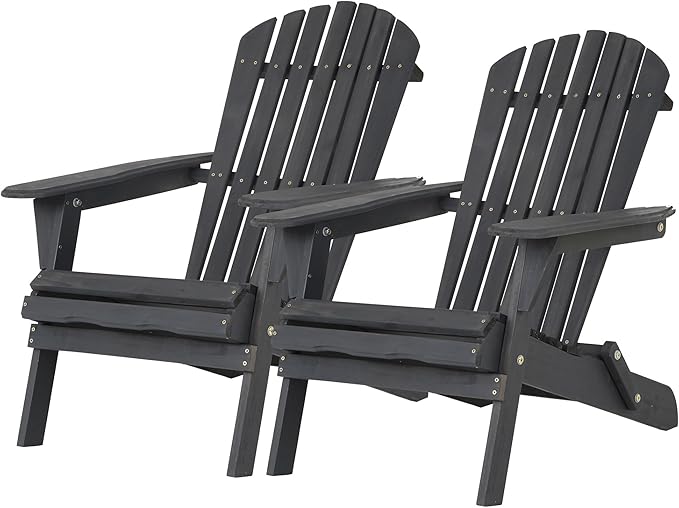 PayLessHere Adirondack Chair Set of 2, Weather Resistant Patio Chairs with Pinewood Wooden Textured for Patio Lawn Garden Backyard Deck Pool Beach Fire Pit