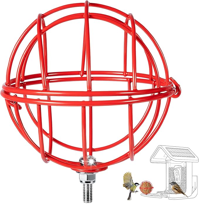 SheeChung Metal Suet Ball Holder Compatible with Bird Buddy,Smart Feeders Replacement Part with 5mm Screw Hole,Birds Buddy Accessories,Easy Attachment for Bird Feeders,Easy to Clean & Refill (Red)