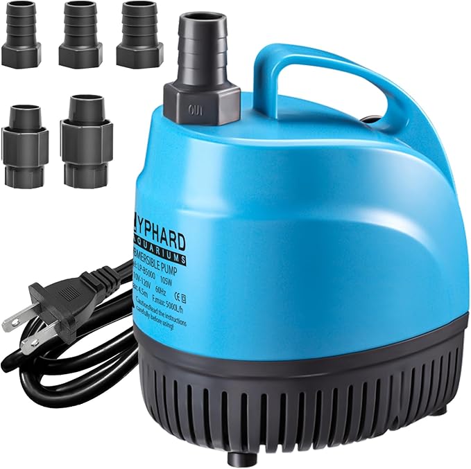 LYPHARD AQUARIUMS 105W Submersible Water Pump, 1005GPH High Lift 11.8ft Aquarium Pumps for Fish Tank, Pond, Fountain, Hydroponics, Waterfall