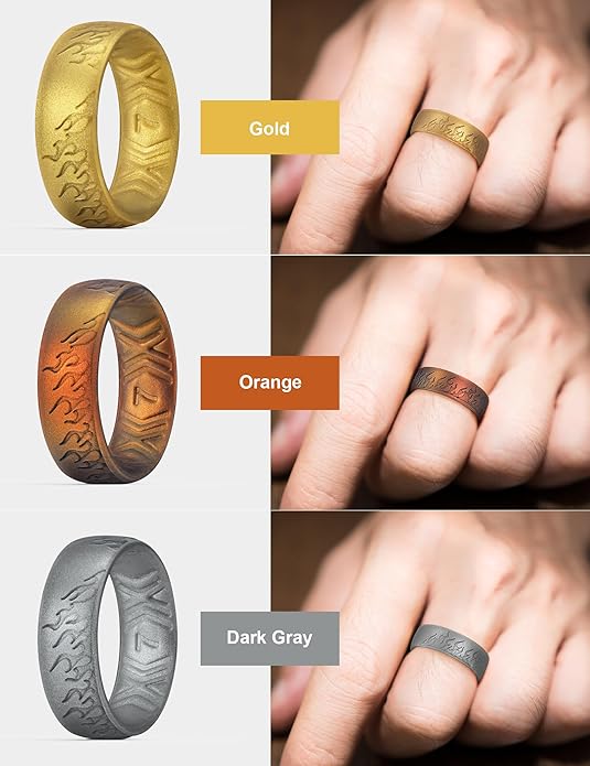 King Will Silicone Ring for Men and Women, 1.8mm Ultra Thick 6.6mm Width, Dome Metallic Style Comfort Fit - Breathable Durable Flexible Wedding Band