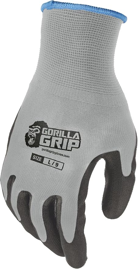Gorilla Grip Work Gloves, Never Slip Maximum Grip All-Purpose, Gloves for Men, Superior Grip, Polymer Palm