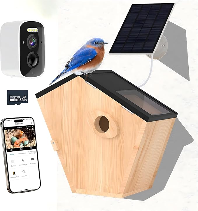 Pinaple Bird House with Camera, Smart Bird House Solar Powered,5MP Full Color IR Night Vision Bird Watching Wireless Camera,2.4G WiFi APP Controlled Auto Notification,Ideal Gift for Bird Lovers