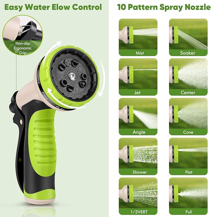 Garden Hose 125ft, Stainless Steel Heavy Duty Water Hose with 10 Function Nozzle Flexible, Lightweight, No-Kink, Pet Proof, Puncture Proof Metal Hose for Yard, Outdoor