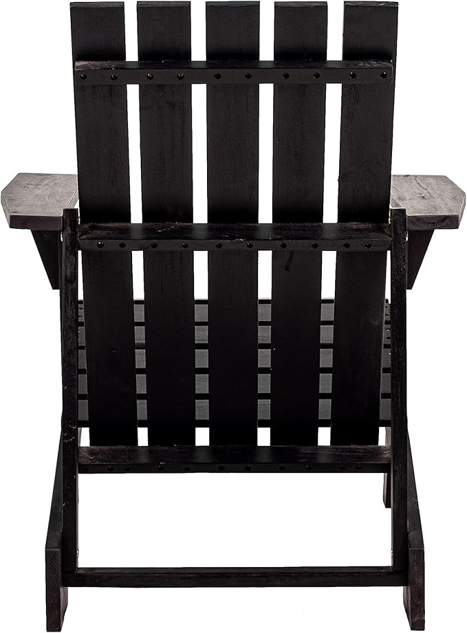 JONATHAN Y PAT1001D Irving Outdoor Patio Modern Acacia Wood Adirondack Chair for Garden, Lawn, Backyard, Pool, Deck, Beach, Firepit, Black