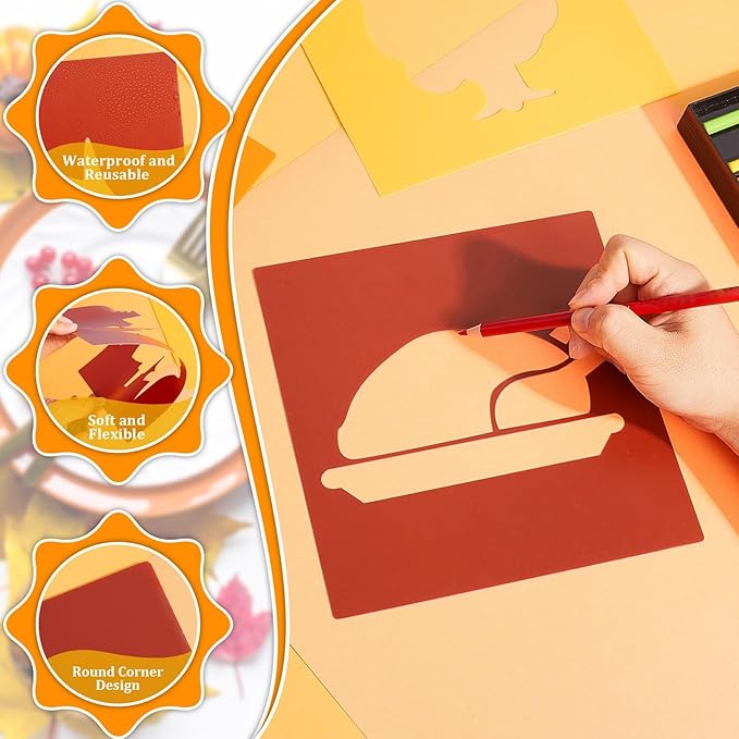 Epakh 24 Pieces Stencils for Kids 8 Inches Drawing Stencils Chalk Template Large Washable Geometric and Garden Themed Primary Shape Template for Kids Toddlers Preschooler(Bright Style)