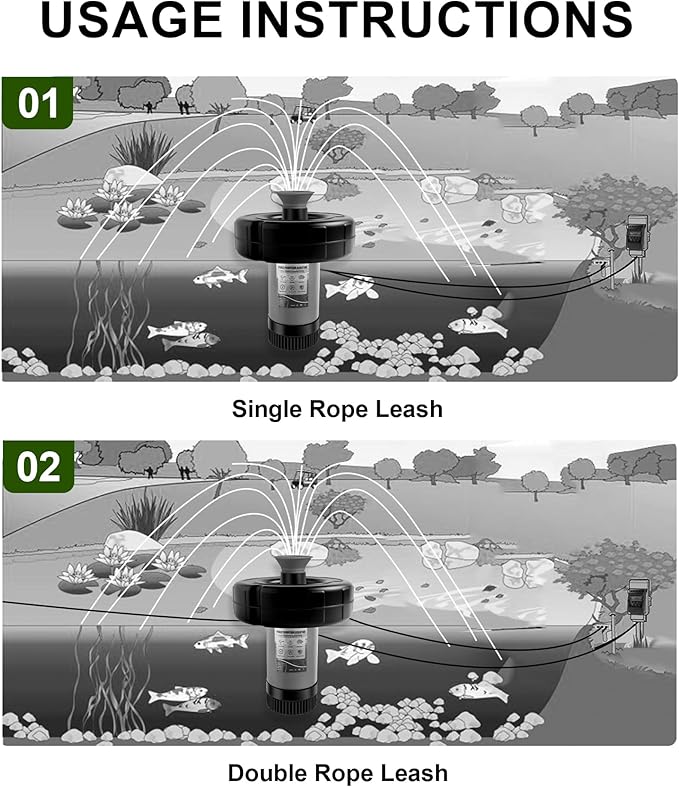Pond Fountain Aerator 750W, 1HP 15000 GPH Floating Aerating Pump, 120ft Power Cord for Small & Large Ponds & Lakes (120V)