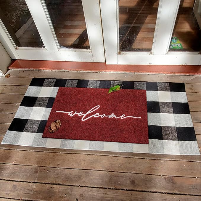 AAZZKANG Doormat Decorative Welcome Mat with Non Slip Rubber Backing Ultra Absorb Mud Easy to Clean Indoor Door Mat Entry Mats