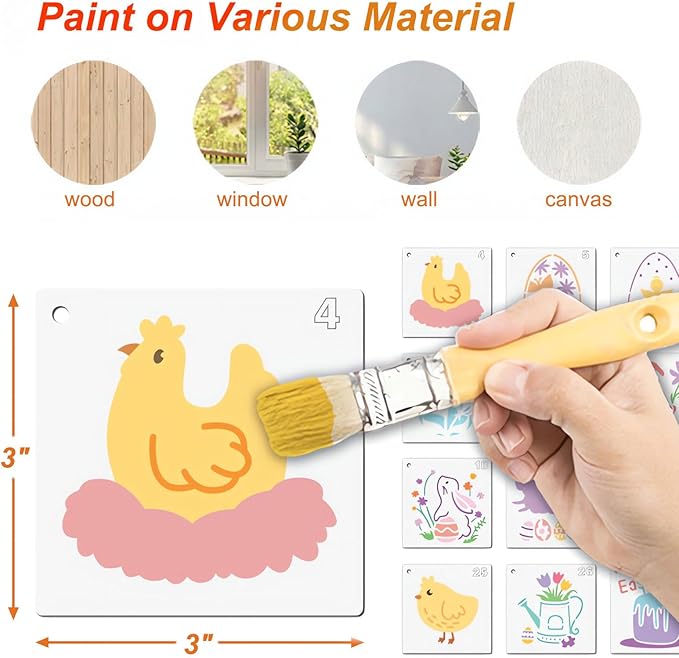 Easter Stencils for Painting - 49PCS Bunny & Egg Patterns, Small Stencils for Crafts & Home Decor
