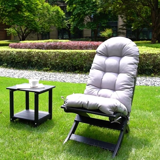 Adirondack Chair Cushion, Extra Thick High Back Rocking Chair Cushion 47x19.6x4 Inch, Folding Patio Pads with Ties, Waterproof & Fade-Resistant Seat Pads Indoor/Outdoor (Grey, 1)