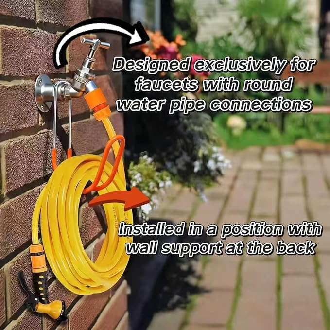 Garden Hose Holder Water Hose Hanger Wall Mounted,304Stainless Steel Solid Hose Hook Holds Up to 50Ft Garden Hose, Expandable Hose, Water Hose(Red 1pcs)